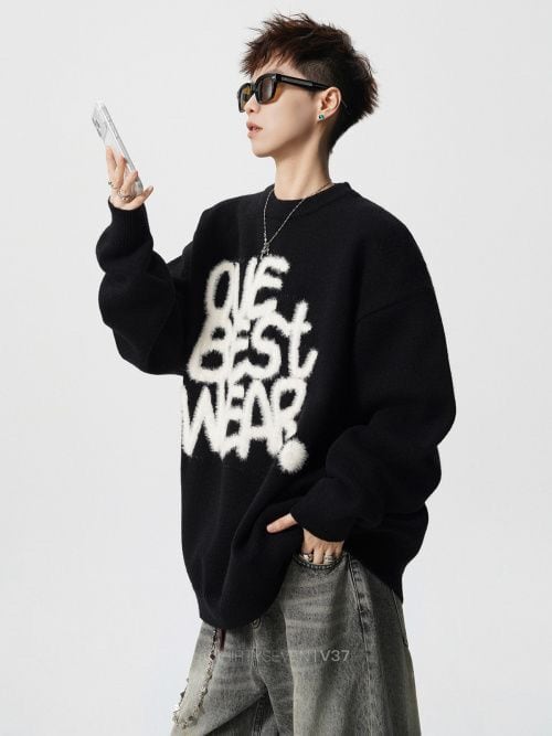 大人可愛い ファッション感満々 切り替え 3色選択 男女兼用 ニットE-12550