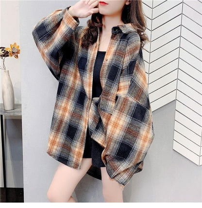 売り切れ必至 カジュアル 柔らかくて優しい印象 チェック柄 3色選択 シャツ E-9689