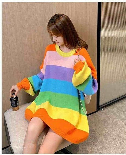 絶対流行 ラウンドネック オシャレ度満点 長袖 ニット セーターE-10097