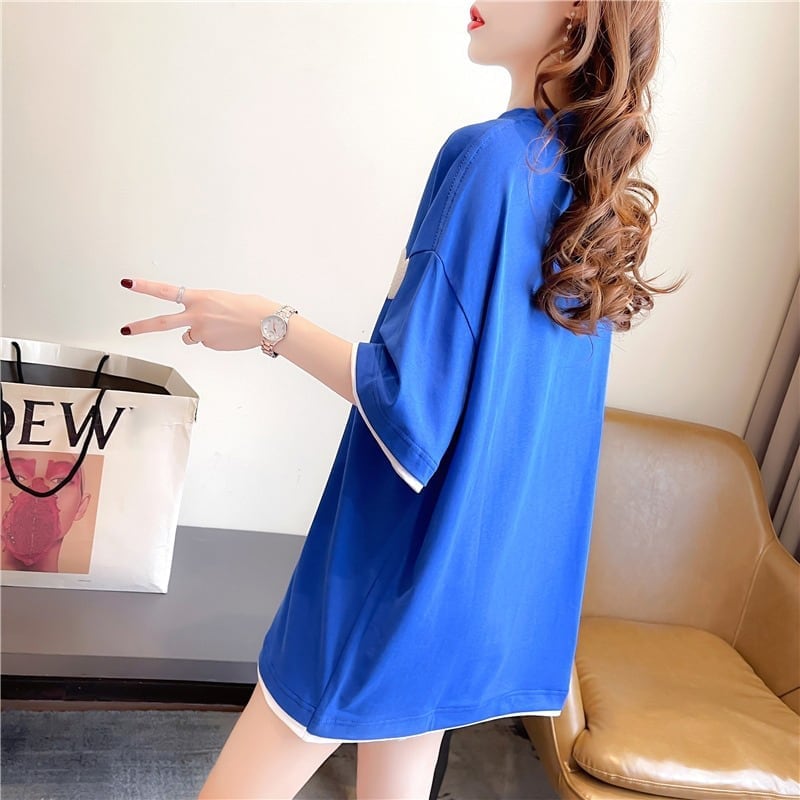 ファッション シンプル 3色選択可 切り替え Tシャツ カットソー＜ins-3070＞