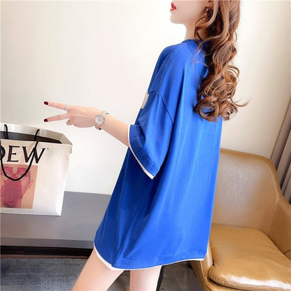 ファッション シンプル 3色選択可 切り替え Tシャツ カットソー＜ins-3070＞