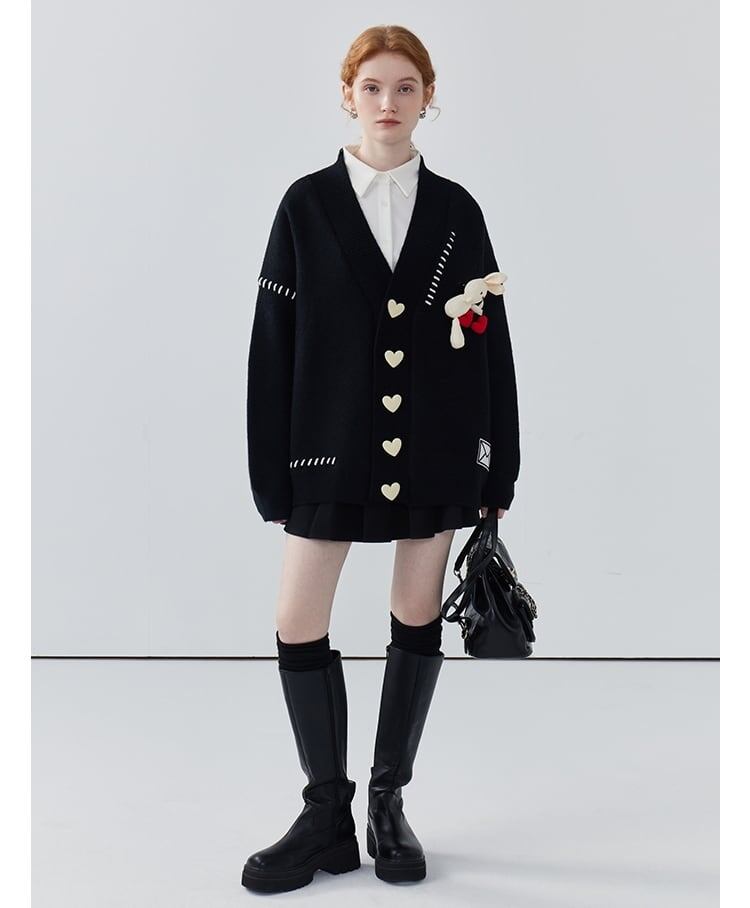 流行新作 デザイン性抜群 目を奪われる Vネック 3色選択 ニットトップスE-9608