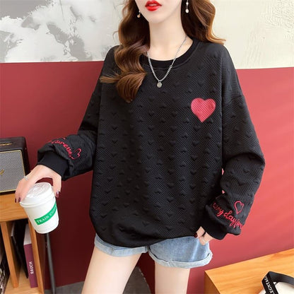 定番シンプル アルファベット刺 ハートマーク 三色 スウェットE-3996