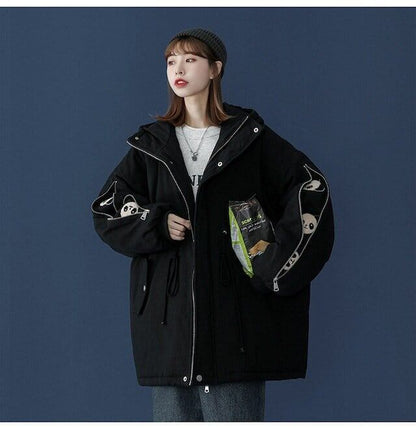 ユニセックス暖かいパンダプリントダウンジャケット  3色 E-5760