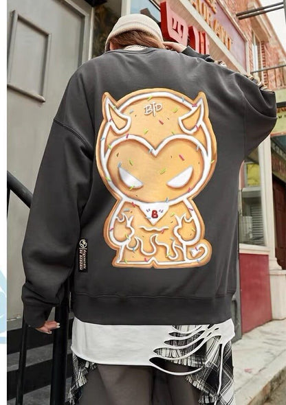 主役級グラフィックプリントユニセックスオーバーサイズスウェット三色ありE-4198