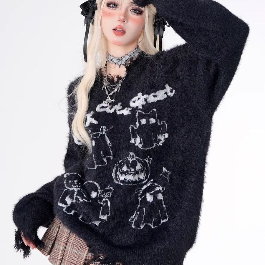 今季も大流行大人可愛い カジュアル スタイルアップ 2色選択ニットトップスE-10621