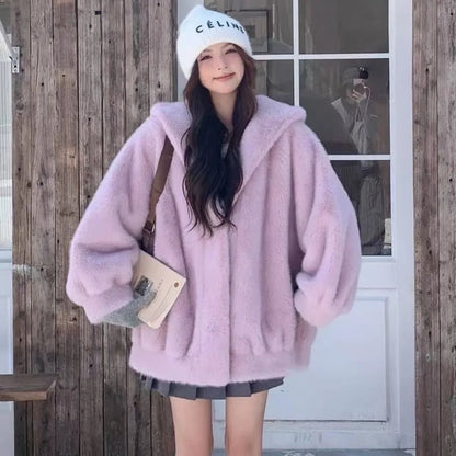 絶対欲しい 美人度アップもこもこボア厚手 5色 フェイクファーコートE-12383