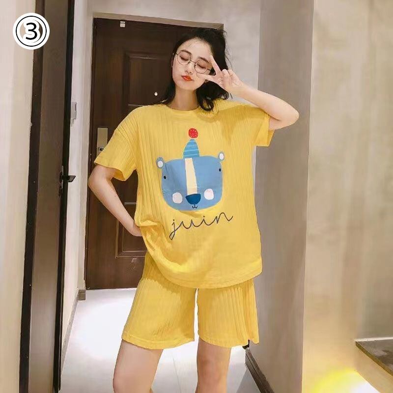 今季マストバイ パジャマ 着心地良い 4種選択 プリント 半袖トップスⅹショートパンツセットE-9182