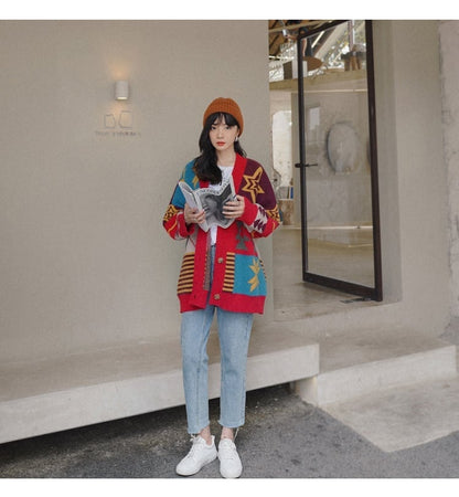 好感度UP   ゆったりとした怠惰なセーターコートE-5174