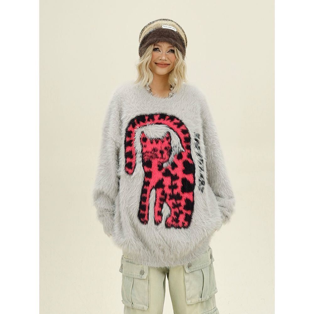 存在感抜群 個性的なデザイン トレンドアイテム 2色選択 ニットセーター 男女兼用E-9758