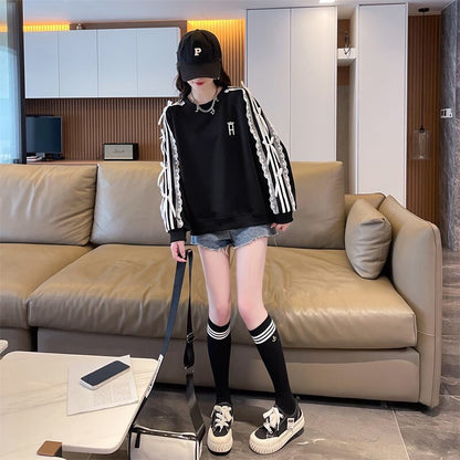 超人気 スウィート ファッション感満々 刺繍 切り替え 3色選択 スウェットE-9294