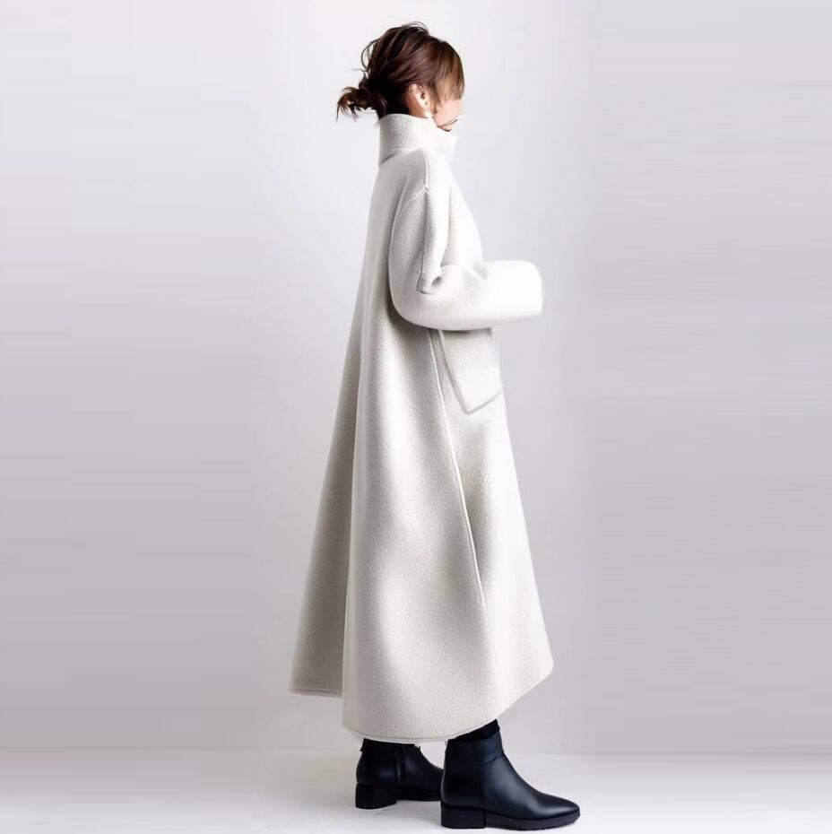 デザイン感抜群レイヤード風ゆったり全2色ケープコートE-12217