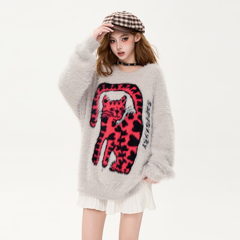 存在感抜群 個性的なデザイン トレンドアイテム 2色選択 ニットセーター 男女兼用E-9758