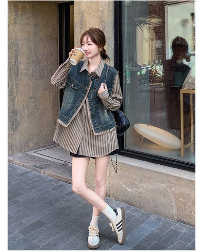 売れ筋 元主役級 美人度アップ 気いっぱい 好感度UP セットアップ ベスト+シャツE-10768