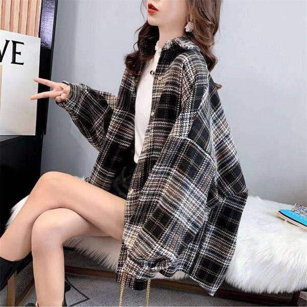 超人気 オシャレ 都市ファッショ デザイン 定番シンプル チェック柄 シャツ E-9646