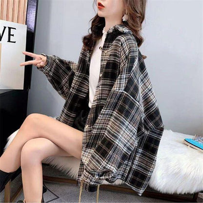 超人気 オシャレ 都市ファッショ デザイン 定番シンプル チェック柄 シャツ E-9646