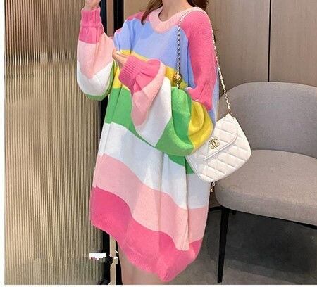 絶対流行 ラウンドネック オシャレ度満点 長袖 ニット セーターE-10097