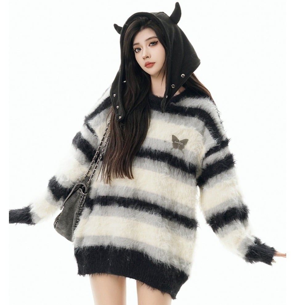 好感度100％ ニットセーター 個性的なデザイン E-10134