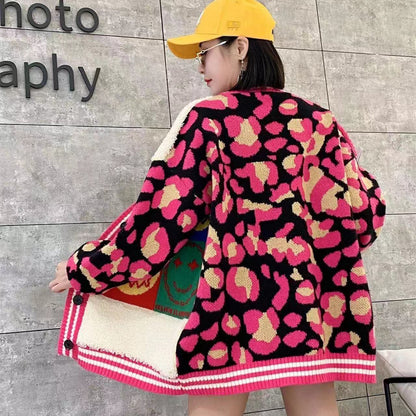 早い者勝ちスマイルマーク   ニットカーディガン五色ありE-4059