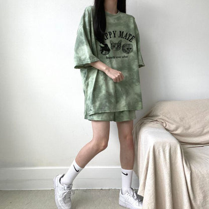 超人気 着心地良い どんな体型にも適合 カジュアル 全5色 半袖 Tシャツ ショートパンツ セットアップ E-9268