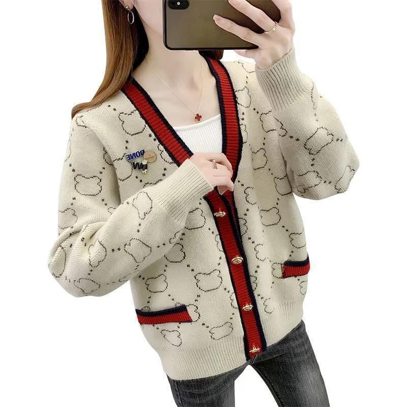 都市ファッショ デザイン オシャレ 上質 切り替え 4色選択 ニットトップスE-9666