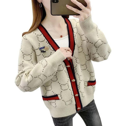 都市ファッショ デザイン オシャレ 上質 切り替え 4色選択 ニットトップスE-9666