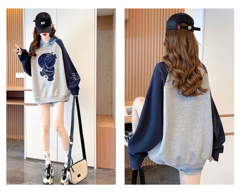 着回し力抜群 レイヤード風 売り切れ必至 切り替え 3色選択 パーカーE-9428