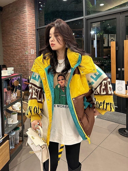 気質アップ 切り替え ファッション感満々 2色選択 ダウンジャケットE-10588