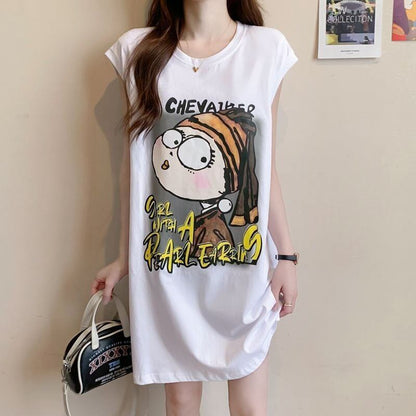 真夏も快適 着心地良い ファッション感満々 プリント全4色 ノースリーブ Tシャツ カットソーE-9161