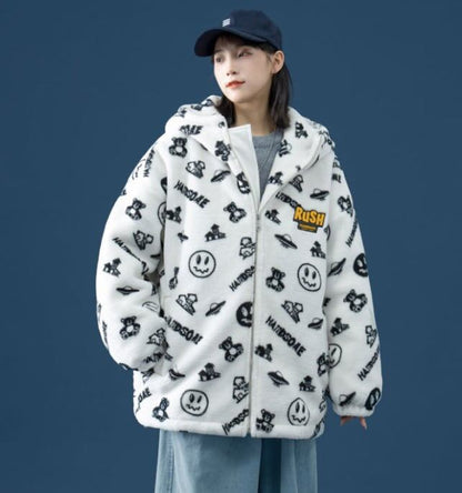 超人気 シンプル 海外トレンド ラムウールコート Etand ネック/フード付き E-5633