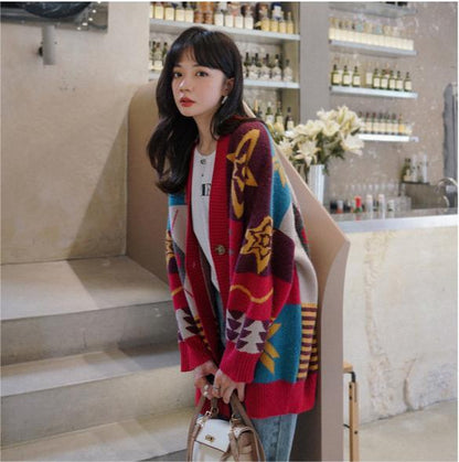 好感度UP   ゆったりとした怠惰なセーターコートE-5174