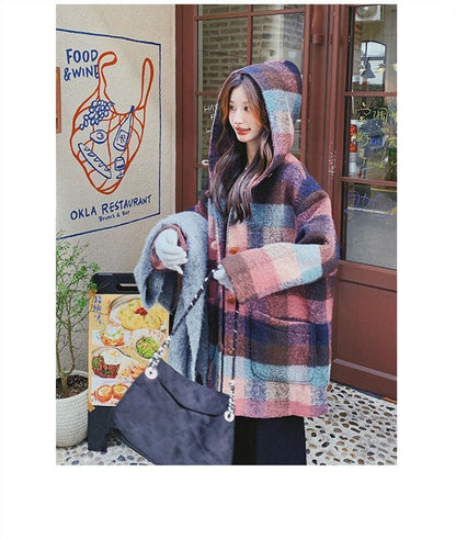 柔らかくて優しい印象 ラムフリース カジュアル コート ボアジャケットE-10140