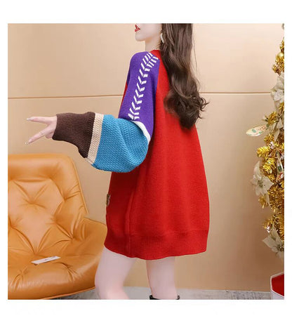 個性的なデザイン 2色選択 リラックス感のある カジュアル ニットE-10302