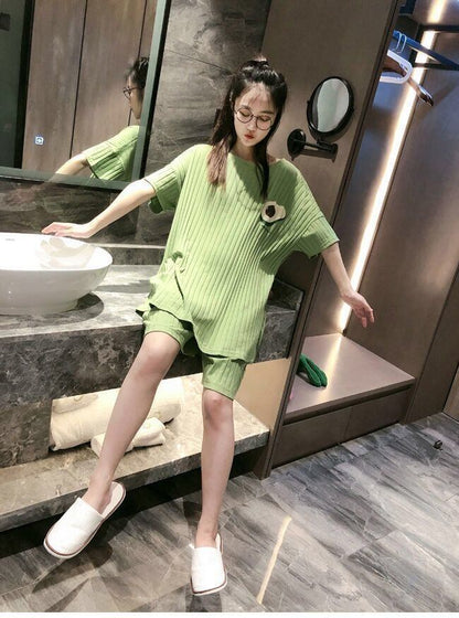 今季マストバイ パジャマ 着心地良い 4種選択 プリント 半袖トップスⅹショートパンツセットE-9182