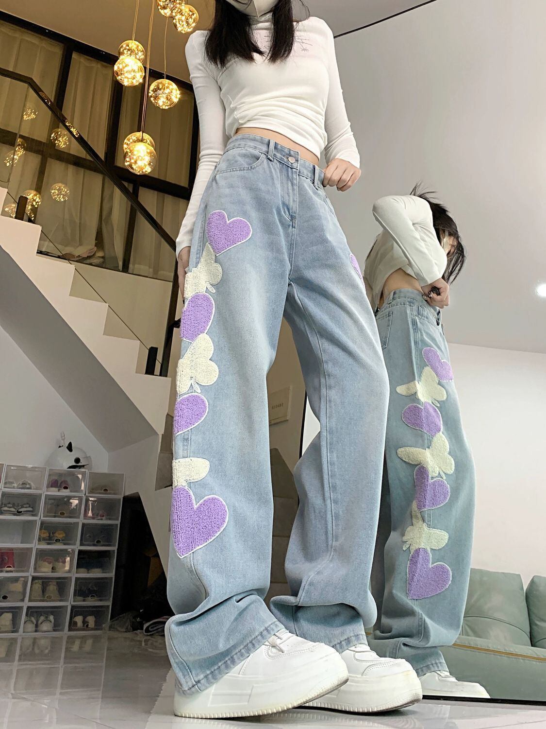 新商品 個性的なデザイン 話題沸騰中 着回し力抜群 デニム ワイドパンツE-9790