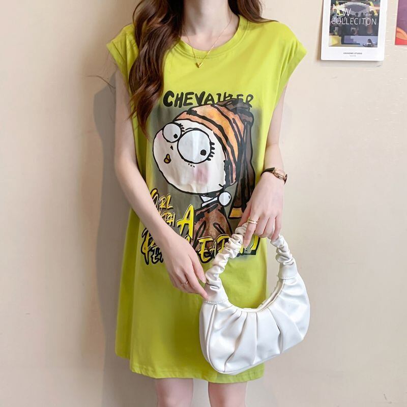 真夏も快適 着心地良い ファッション感満々 プリント全4色 ノースリーブ Tシャツ カットソーE-9161