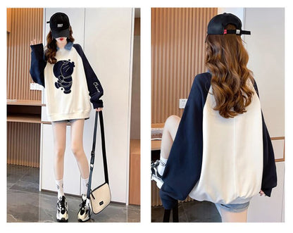 着回し力抜群 レイヤード風 売り切れ必至 切り替え 3色選択 パーカーE-9428