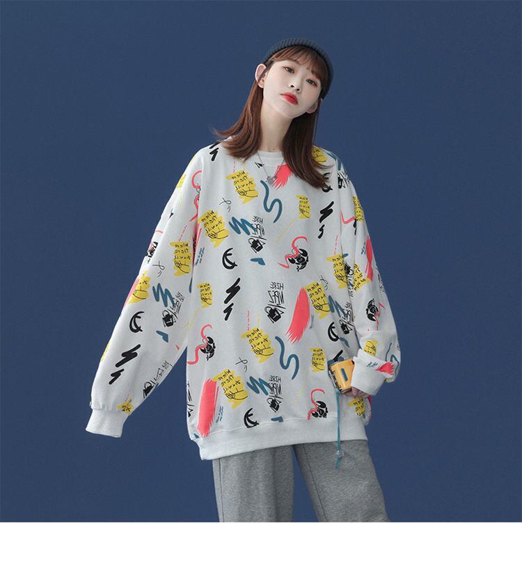 好感度UP カジュアル 定番シンプル プリント 4色選択 スウェットE-10846