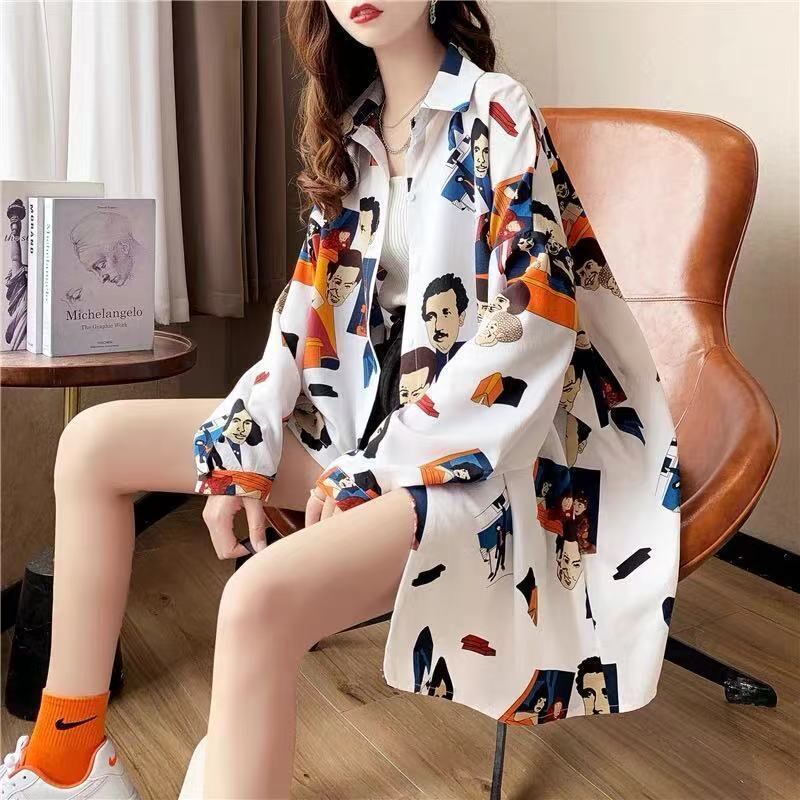 主役級の存在感！ 軽い生地が夏にぴったり スタイルアップ 総柄 シャツ E-9186