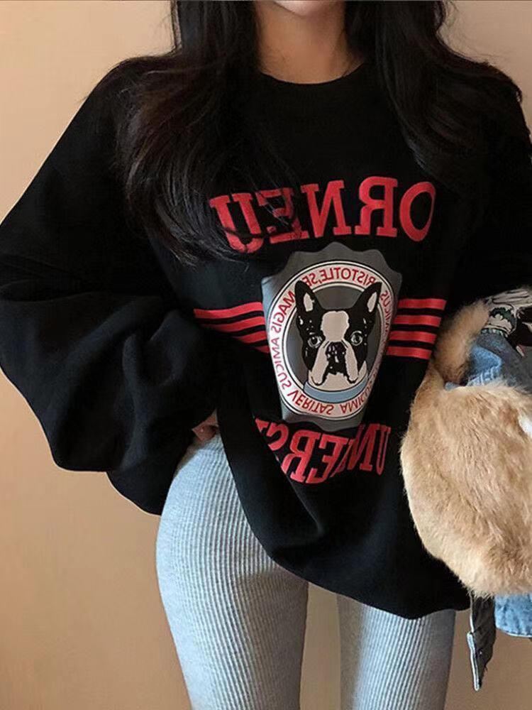 【裏起毛あり】優しい雰囲気 キュート ファッション カジュアル 2色 スウェットE-10175