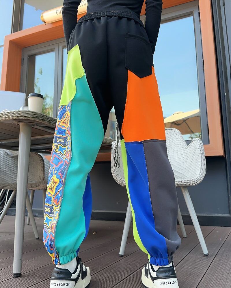 主役級切り替えカラフルパンツ全二色