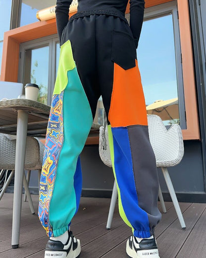 主役級切り替えカラフルパンツ全二色