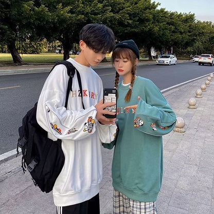 おすすめ熊柄  刺?ロゴ ユニセックスゆったりスウェット全4色E -4657