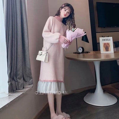 大人可愛いスウィートニットワンピース全2色E-4314