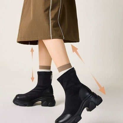 太ヒール スクエアトゥ 美感いっぱい ベルベット ローファー 革靴 2色選択可 シューズE-10386