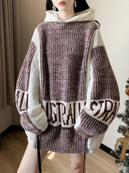 今季も大流行 個性的なデザイン 目を奪われる 切り替え 2色選択 ニットトップスE-10695