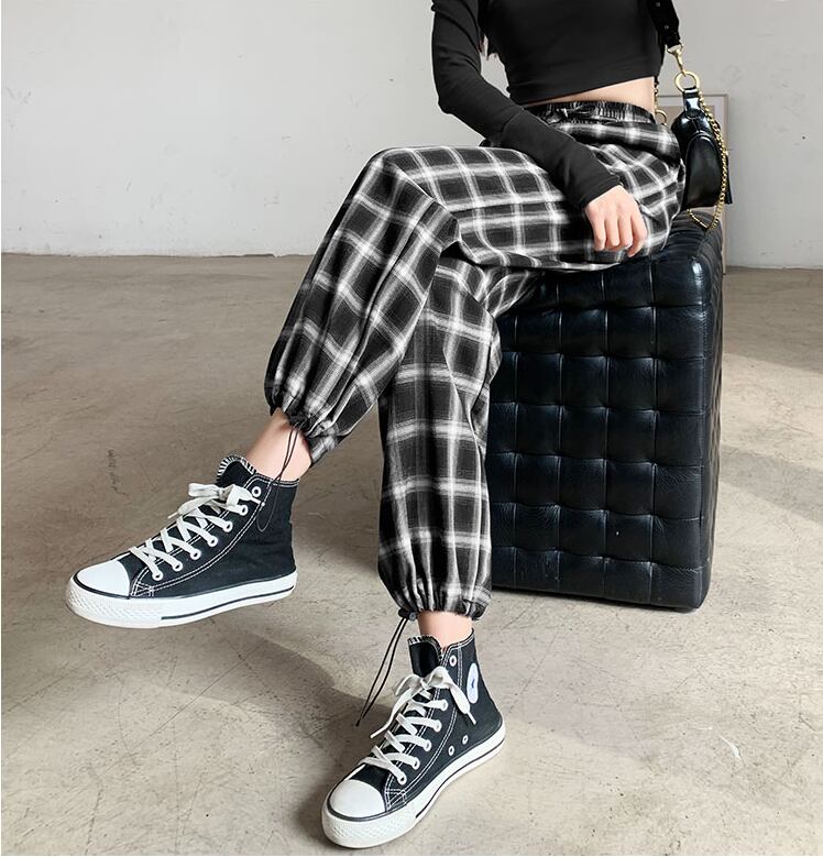 存在感抜群 ファッション感満々 トレンドアイテム チェック柄 カジュアルパンツ E-9861