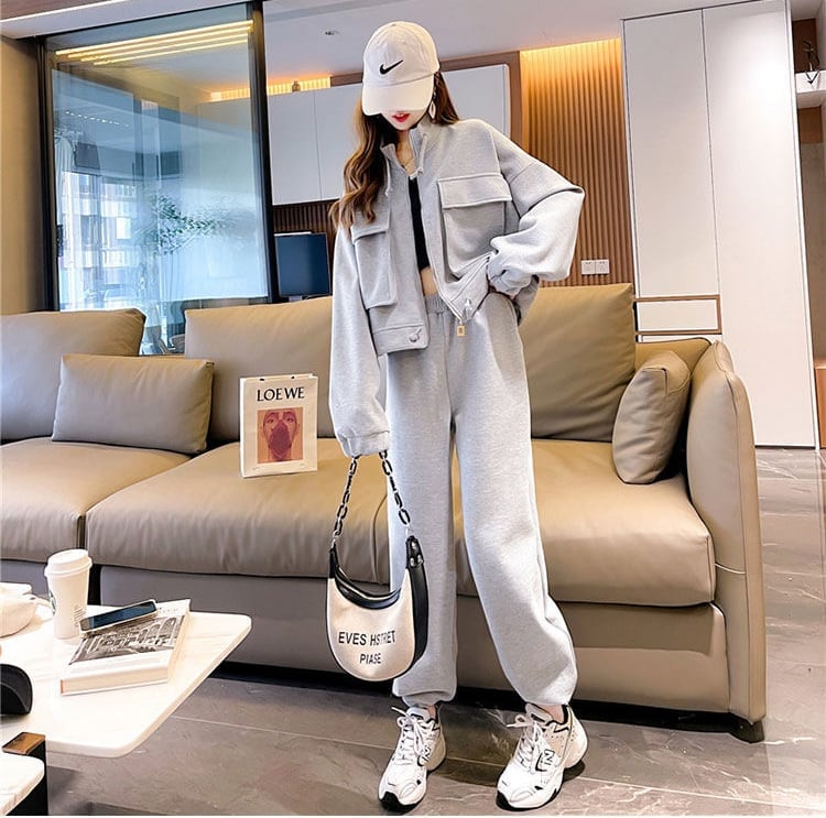 今季マストバイ 着心地良い 定番シンプル 3色選択 トップス+パンツセット E-9497