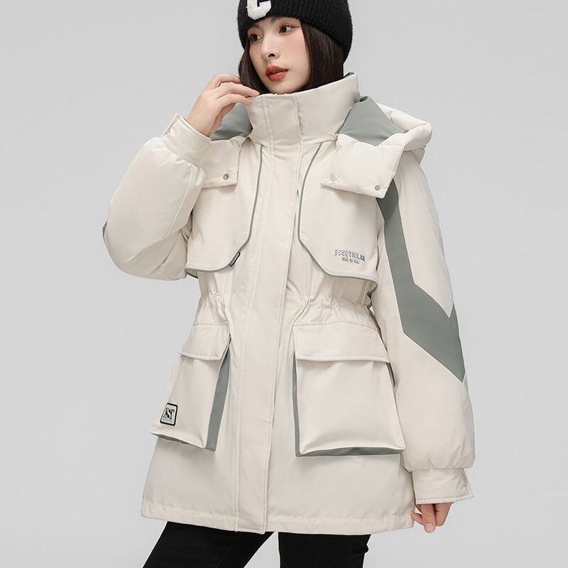 ファッション 4色選択 スタイルアップ フード付きジッパーコート E-10012