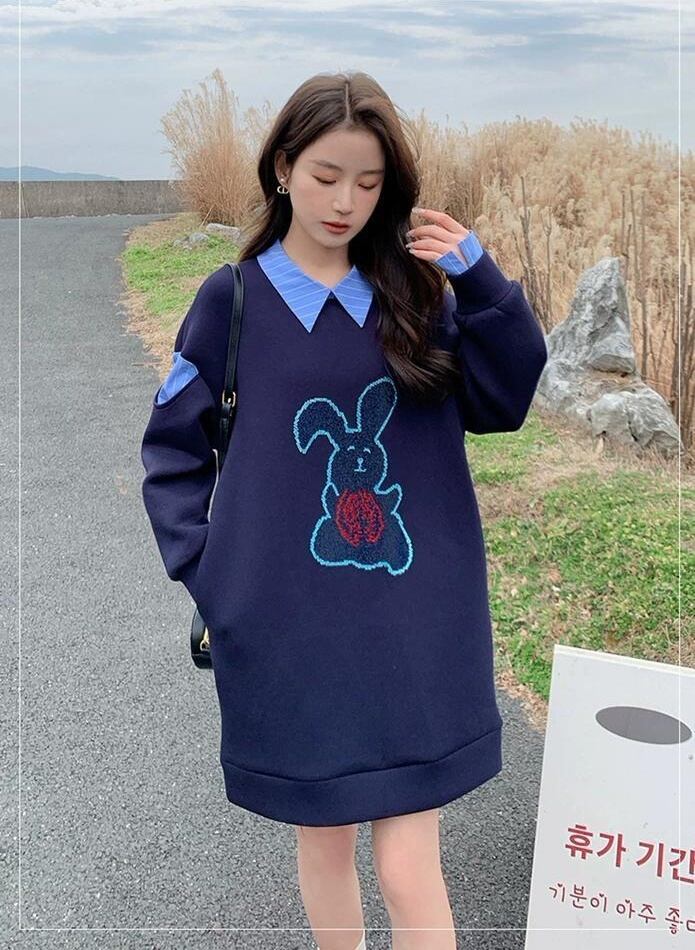 美人度アップ 長袖 プラスベルベット ニット セーター E-10485